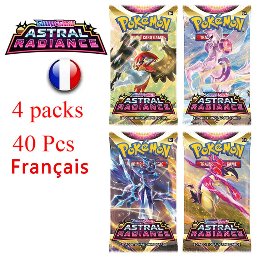 40Pcs Pokemon Cards English French Spain TCG: Hidden Fates Scarlet Violet Booster Collectible Trading Card Game Children Toy