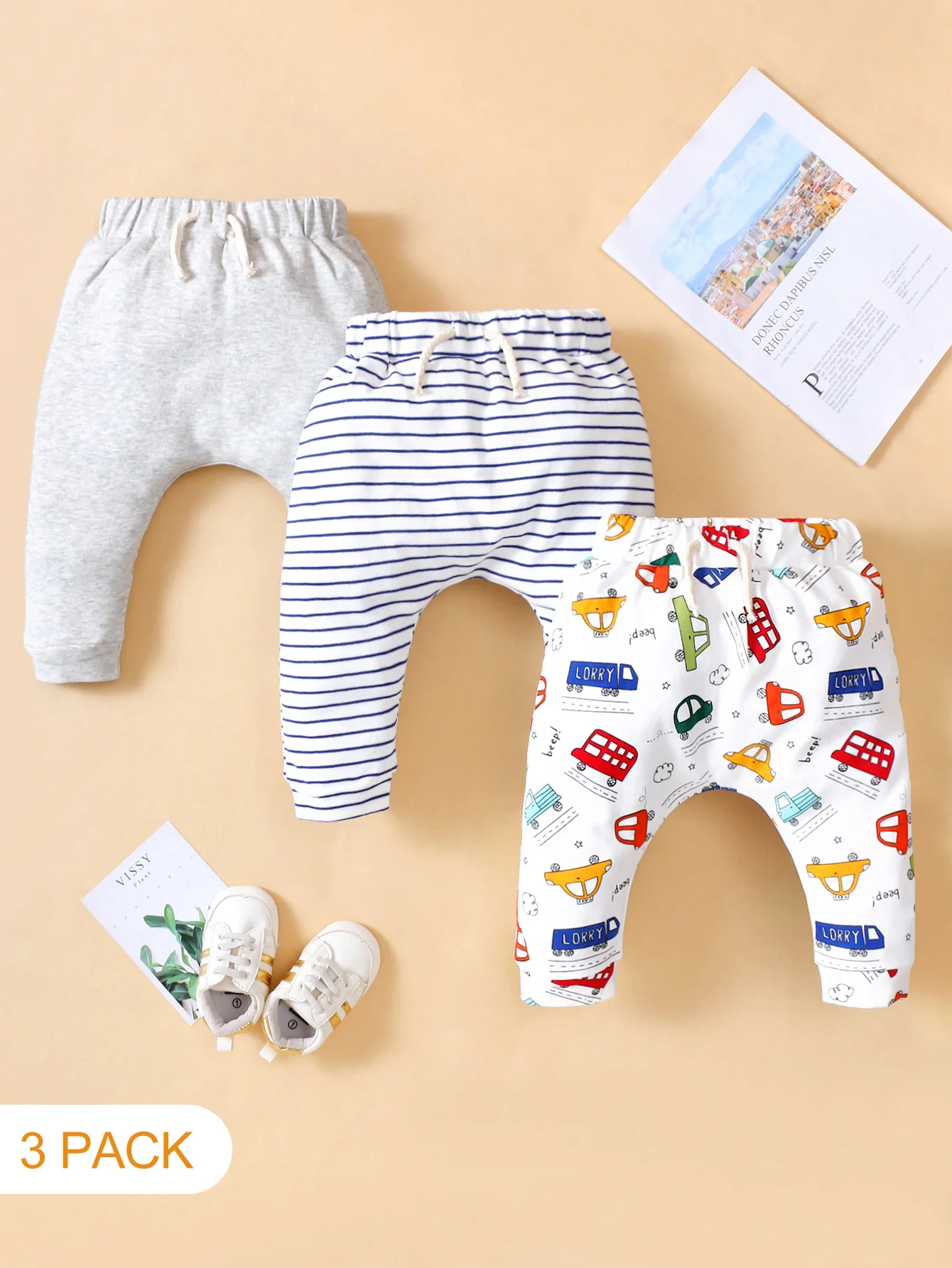 3PCS  Baby Infant  Harlan pants little boys and girls spring and autumn children clothing Casual pants