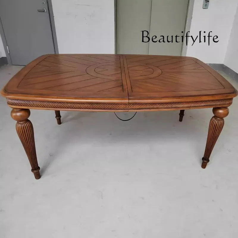 

American rural stretchable long dining table, light luxury design classic, excellent workmanship