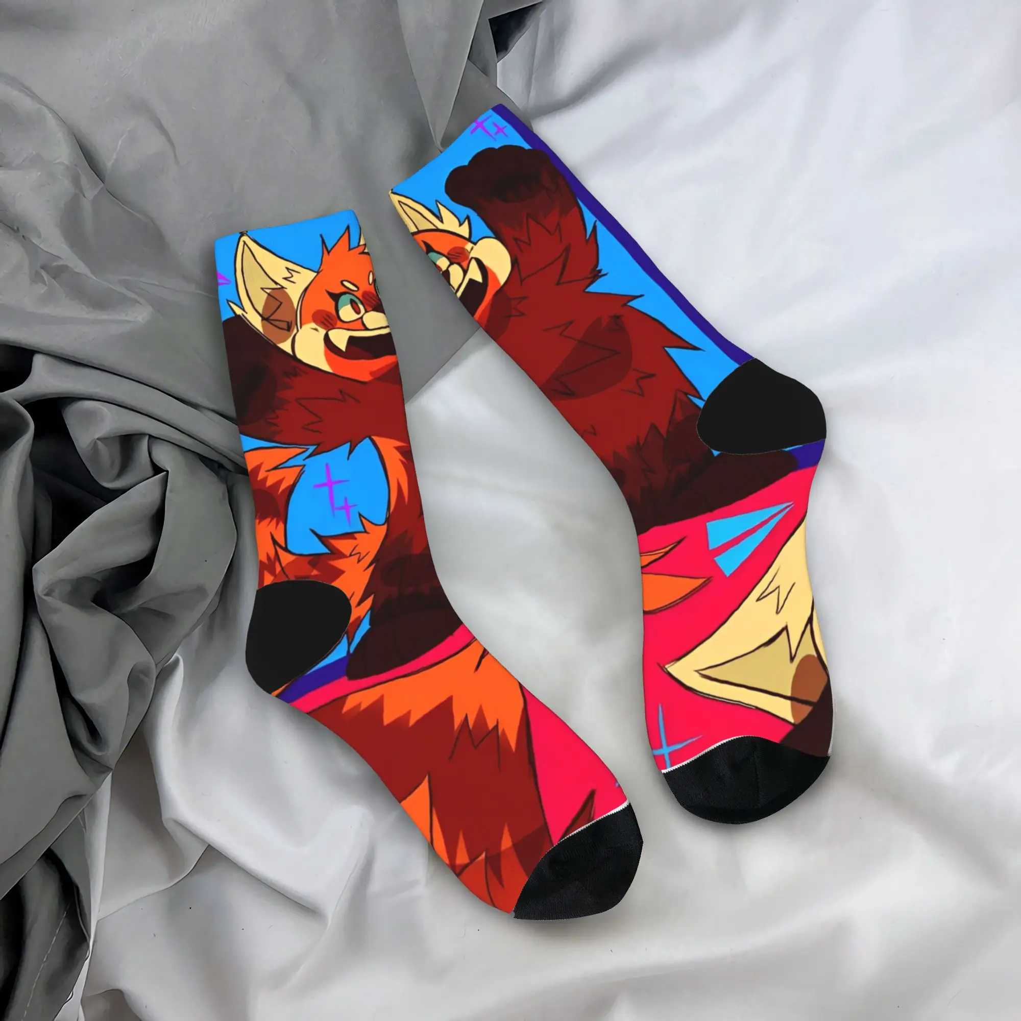 Meias masculinas girando vermelho bonito urso meias antibacterianas meias macias outono novidade padrão meias ao ar livre