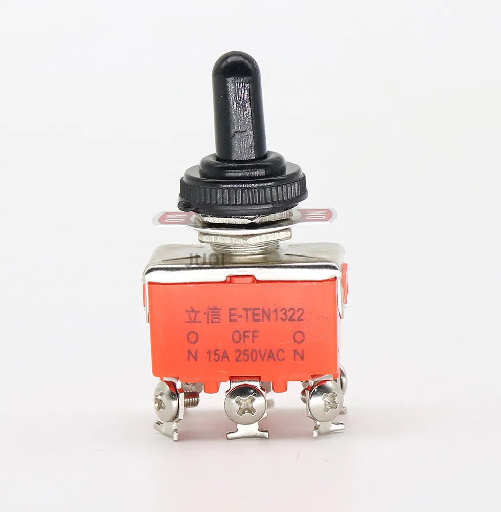 High Quality 1PCS E-TEN1322 15A/250V 6 pin Waterproof Switch Cap On-Off-On Miniature Toggle Switches orange
