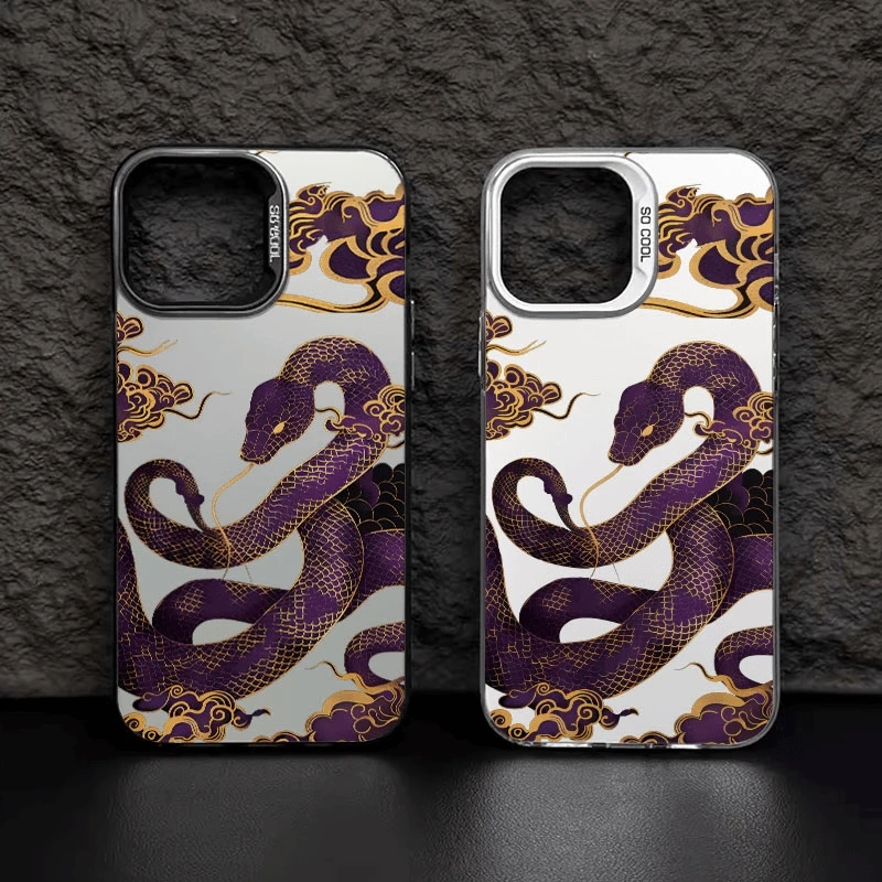 Lovely New Year Purple Snake Phone Case for Oppo Reno12 Reno11 Reno10 Reno8 Reno7 Reno6 Reno5 Z F T Pro Plus 4G 5G Matte Cover