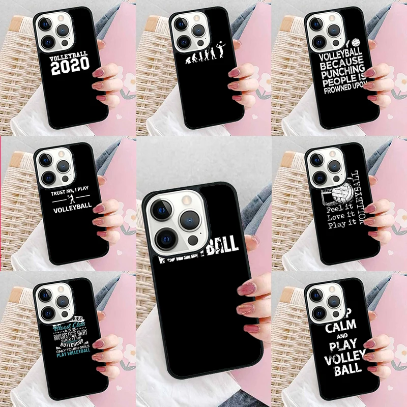 Stay calm and play volleyball Phone Case Cover for iPhone 16 Promax 15 Pro 13 14 Plus 11 12 Mini XR XS MAX Coque