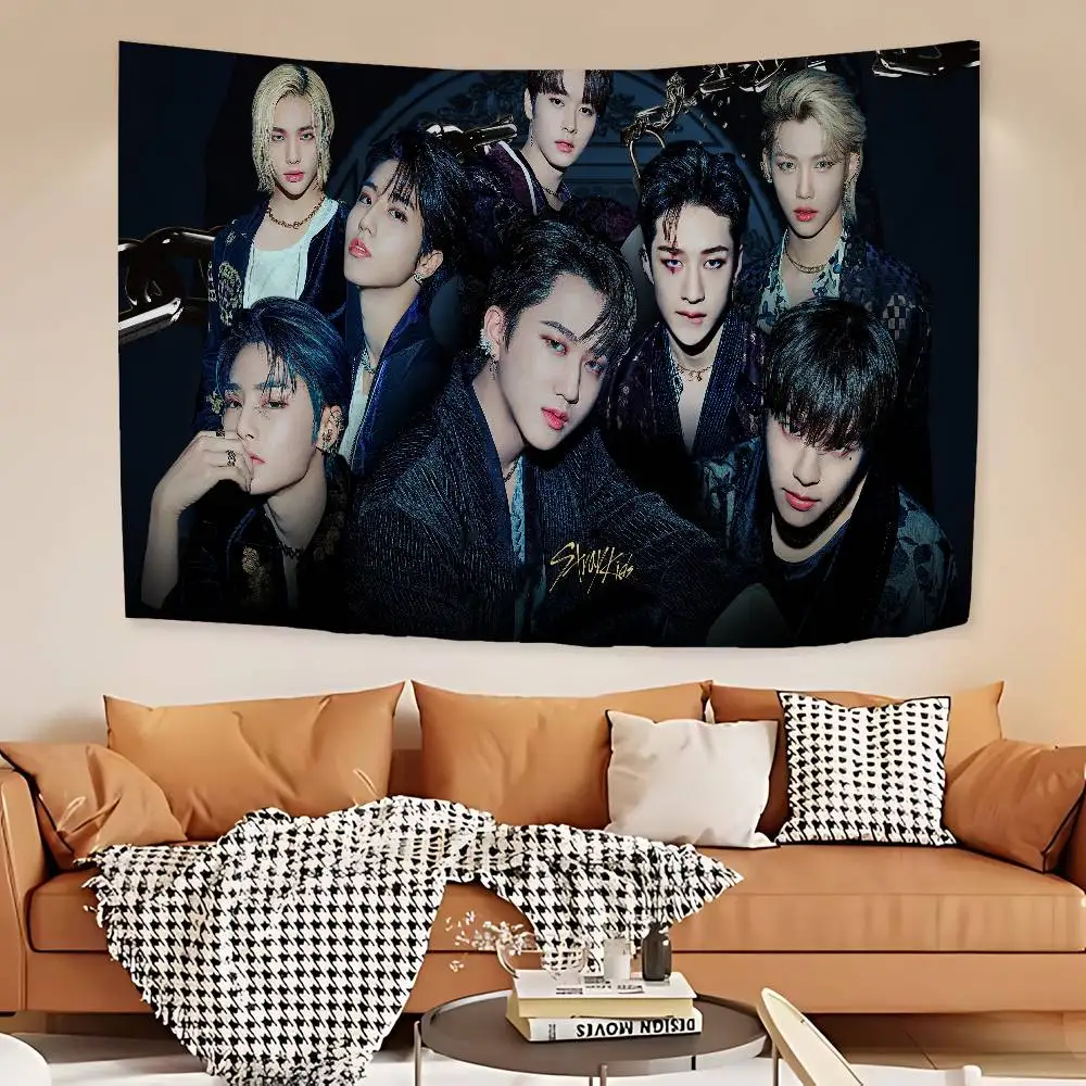 S-StrayS COOL K-Kids Kpop Anime Tapestry Hippie Flower Wall Carpets Dorm Decor Cheap Hippie Wall Hanging