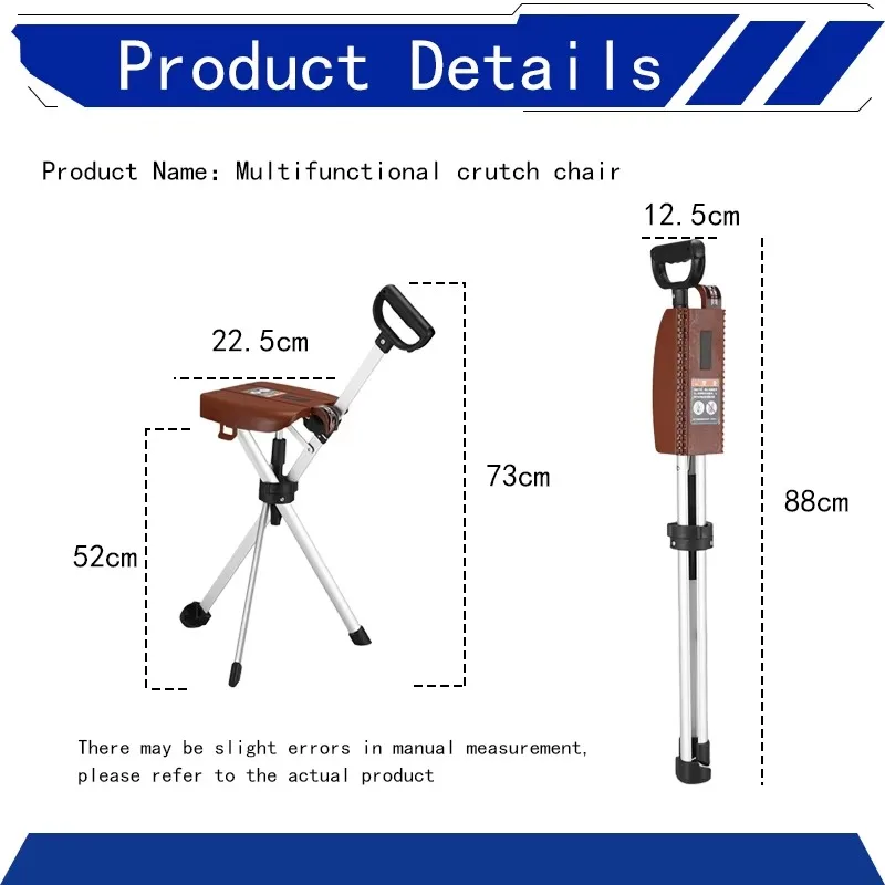 Medical Folding Cane with Seat, 3-Leg Aluminum Design for Outdoor Use | Senior Walking Aid & Portable Chair
