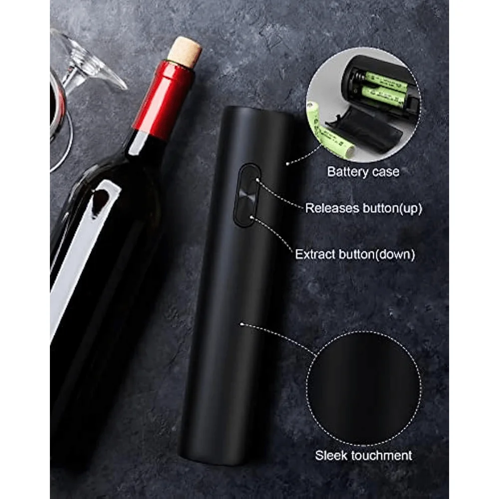 Electric Wine Opener Effortless Automatic Wine Corkscrew One-click Button AA Battery Operated Can Opener for Home Party Bar Wine