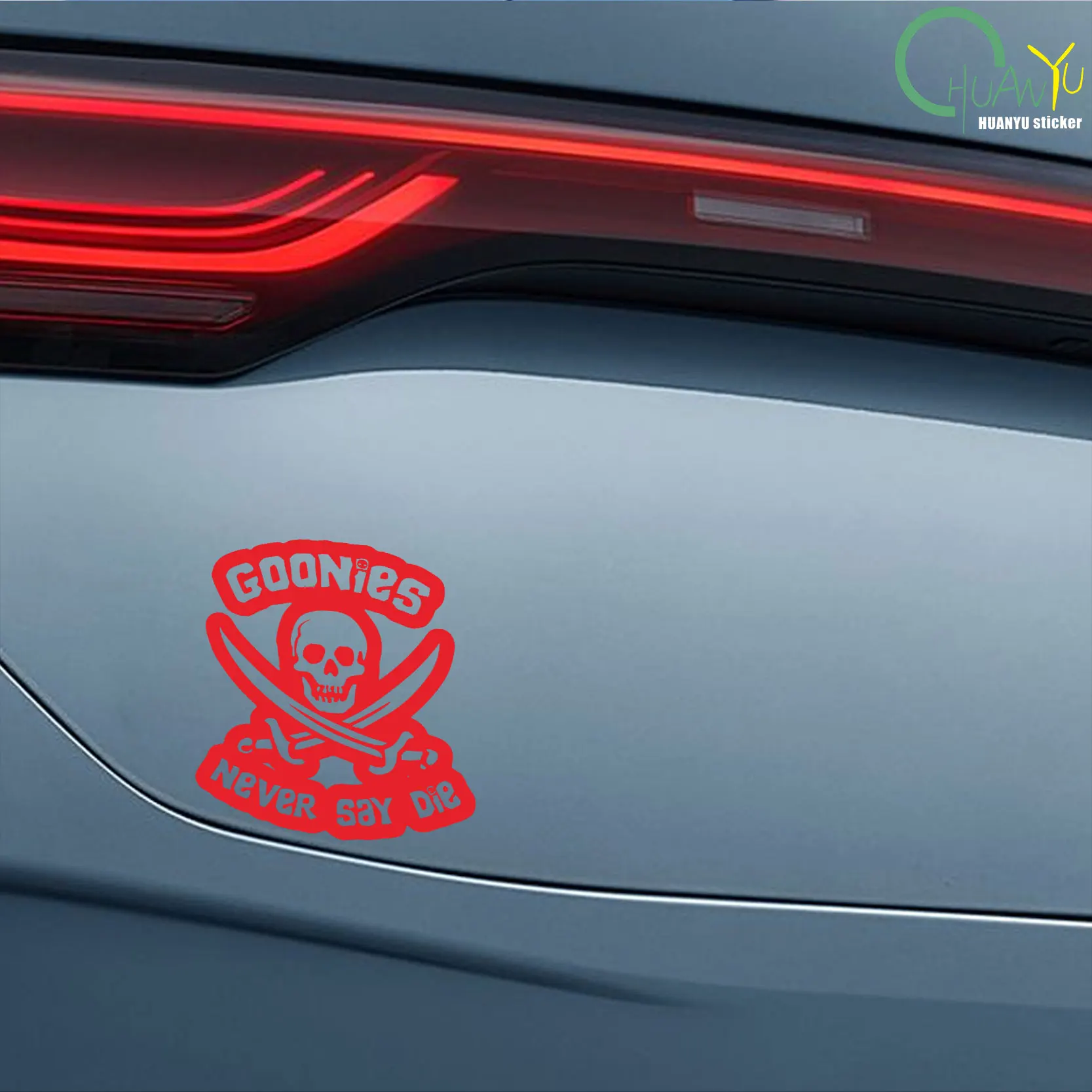 Autocollant de lettre de crâne jamais donnent, autocollant réfléchissant imperméable pour décoration de voiture et de moto