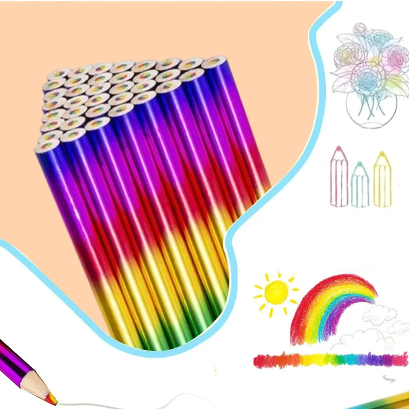 8 Stück 16 Stück Regenbogen-Buntstifte, 4-in-1-Mehrfarbstifte zum Zeichnen, Skizzieren, Kritzeln, Färben, Kunstbedarf – Detail 2