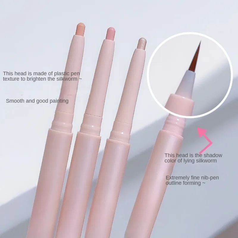 Double Head Matte Pink Lying Silkworm Pen Waterproof Lasting Natural Brightening Glitter Eyeshadow Pencil Korean Makeup Cosmetic