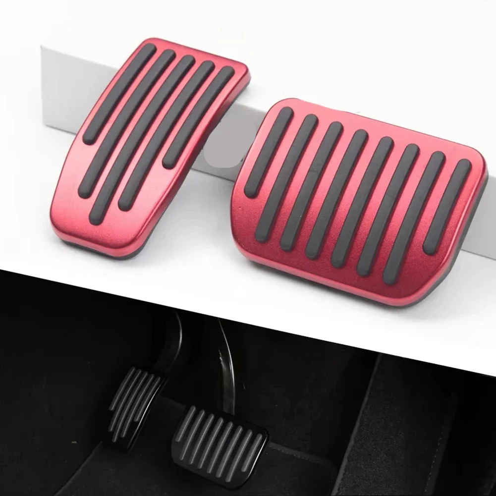 

2pcs Aluminum Alloy Foot Pedal For Tesla Model 3 Y Rest Brake Pedals With Rubber Pads Cover Car Accessories