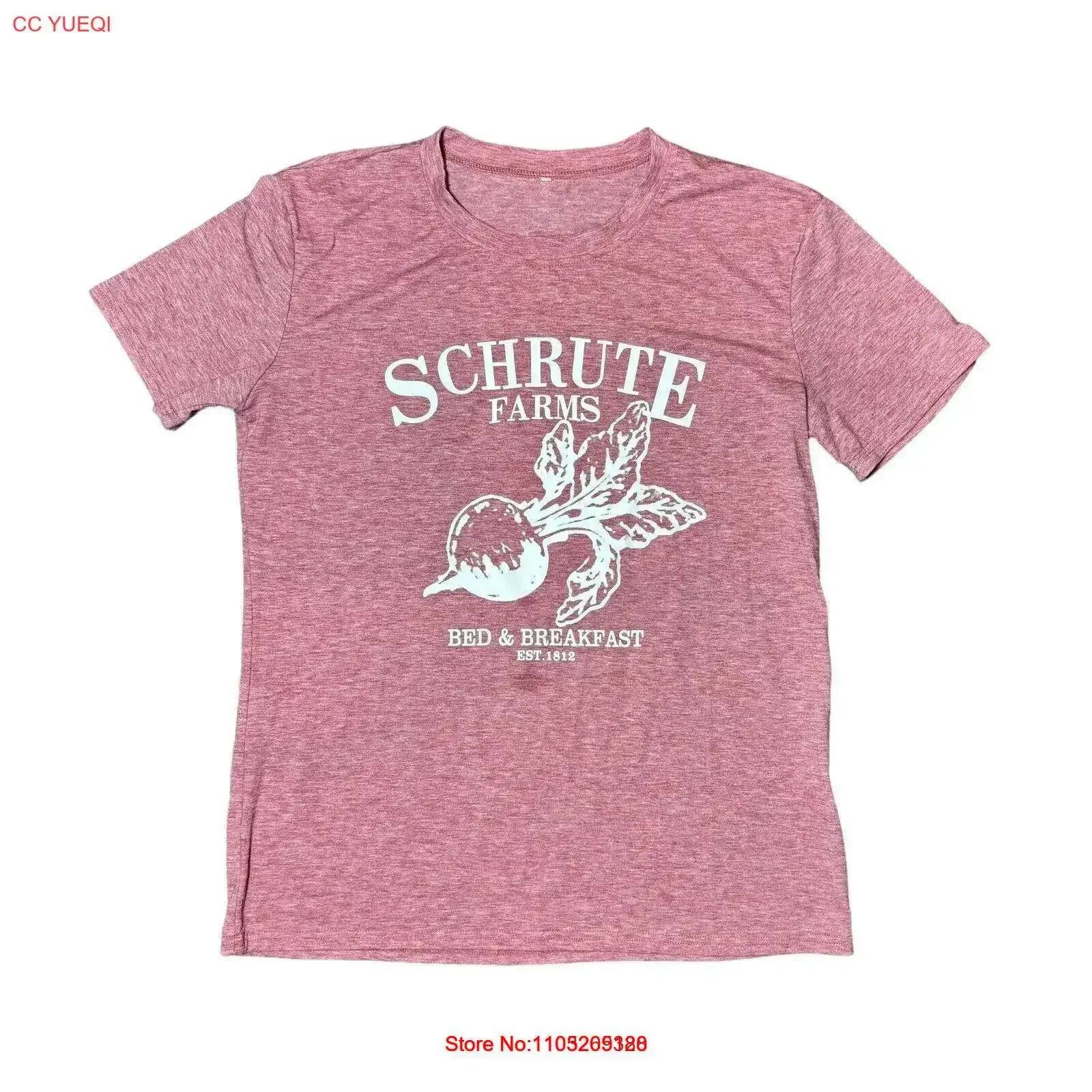 The Office Schrute Farms Bed Breakfast Pink Heather T Shirt Womens Size 7 vintage Washed Slightly Comfortable Soft Casual