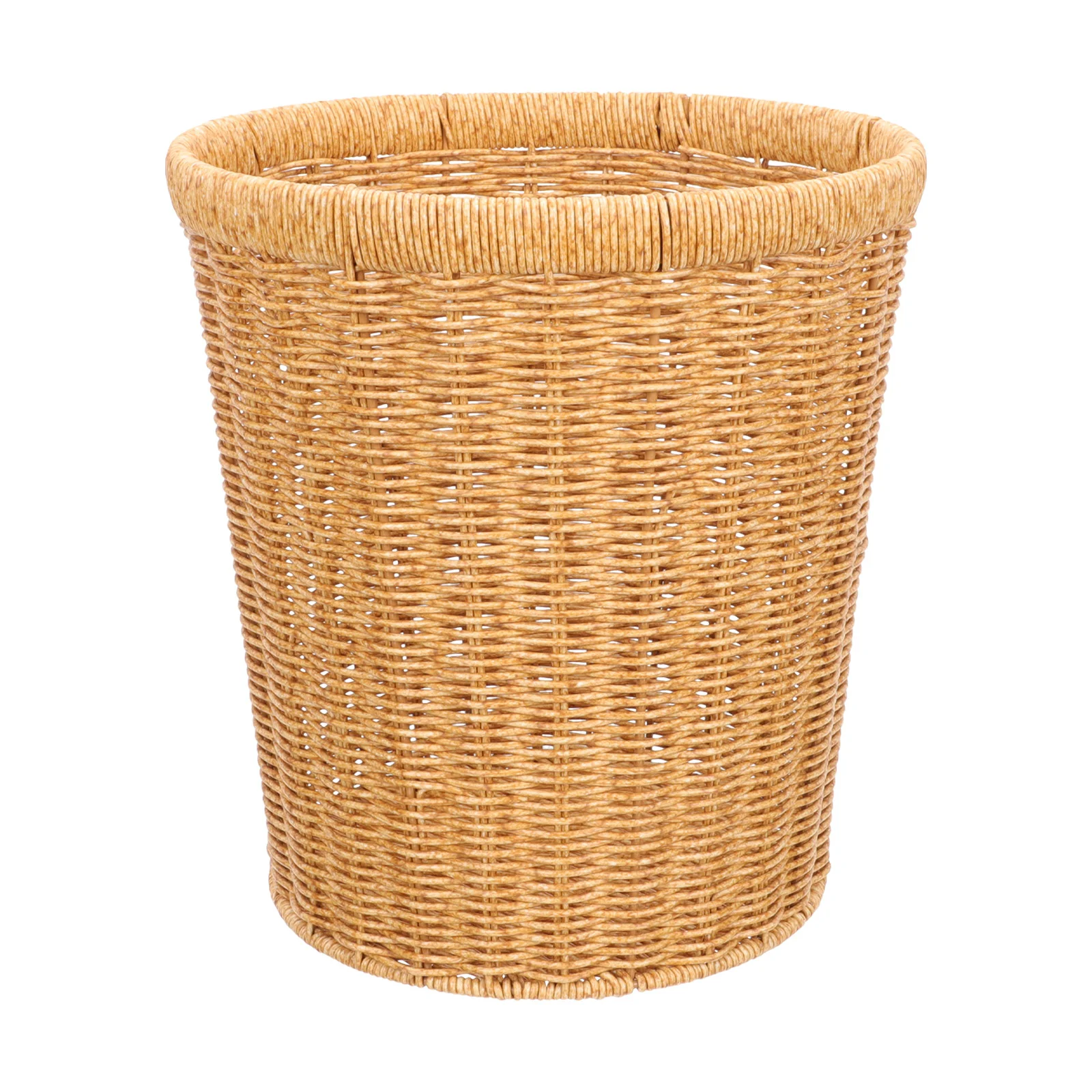 

Rattan Trash Can Imitation Basket Trashcan Garbage Home Storage Plastic Pastoral Style Office Laundry Hamper with Lid