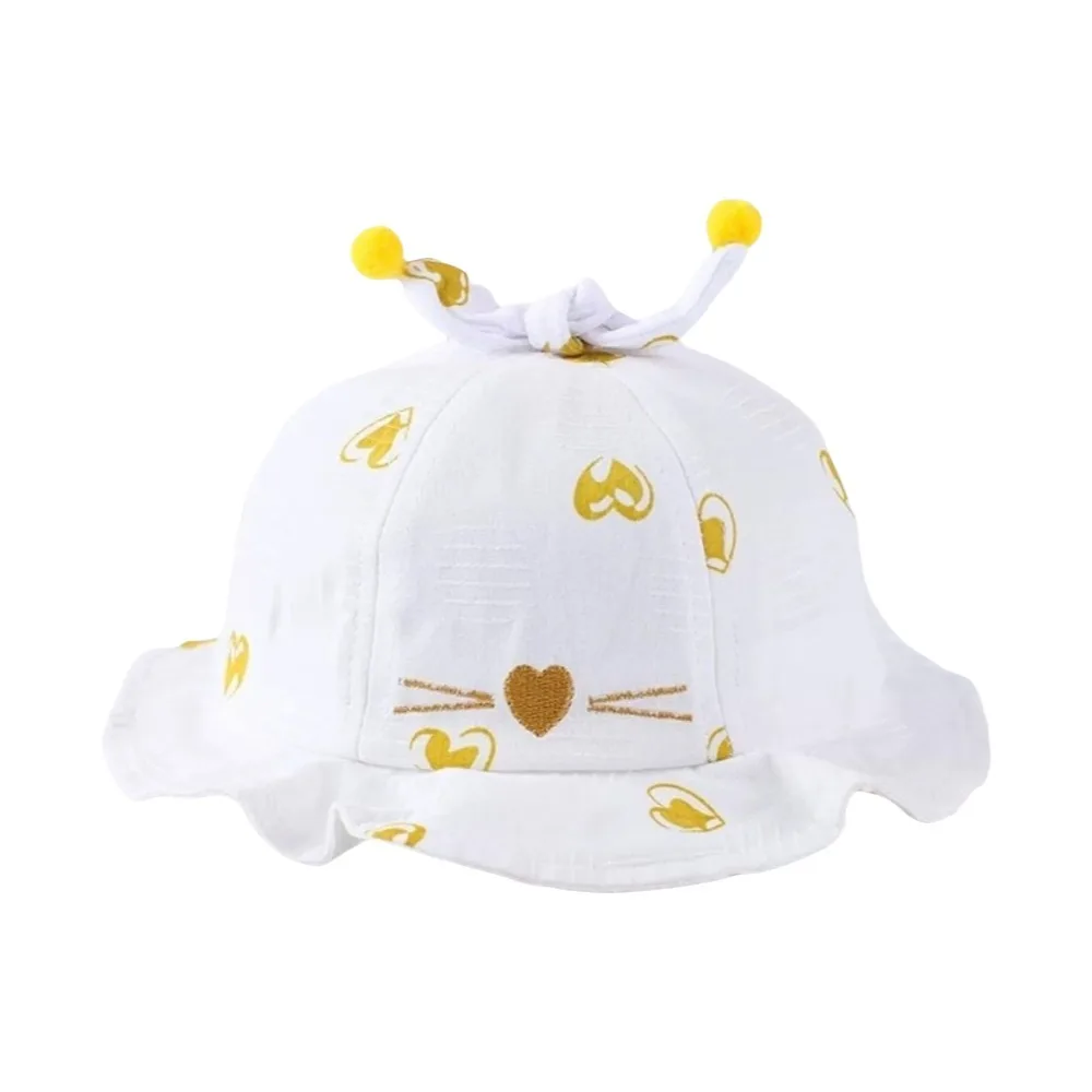 

Adjustable Heart Print Infant Bucket Hat Bow Pleated Baby Sun Hat Wide Brim Sunscreen Toddle Fisherman Hat Outdoor