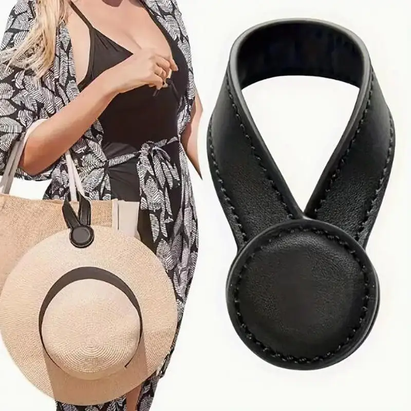 

1PCS Multipurpose Magnetic PU Leather Hat Clip with Faux Fur Outdoor Travel Cap Holder Bag Accessories