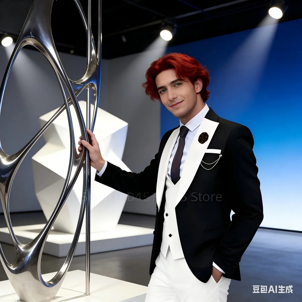 

Luxury Men's Tuxedo Suits 3 Piece Set One Button Blazer Vest Pants for Wedding Ceremony Male Fashion