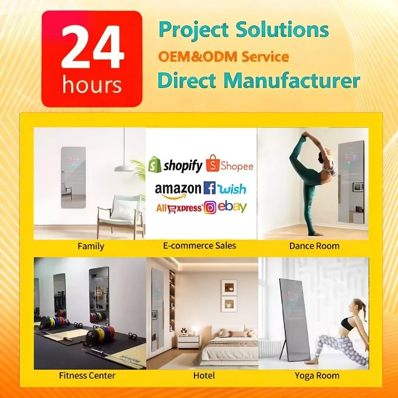 Interactive touchscreen 4K fitness mirror, voice-activated, floor/wall mountable 21.5/32/43-inch OLED home fitness equipment