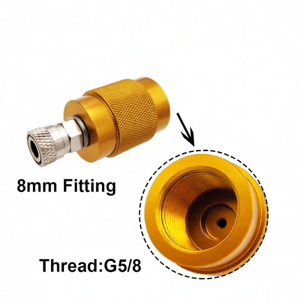 High Performance G5 8 Threaded To 8mm Quick Plug Adapter Connector For Scuba Oxygen Tank And CO2 Bottle Filling Setup