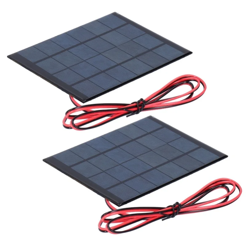 2Pcs Mini Solar Power Module Epoxy Panel With 100cm Cable Electronic Accessories DC 6V 2W