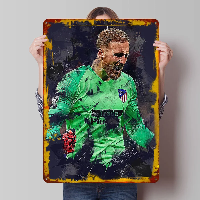 Póster impreso de Jan Oblak, arte de pared retro personalizado, letreros metálicos vintage para decoración de dormitorio de fans, decoración de habitación