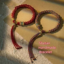 Hand Weaven Tibetan Blessing Bracelets Handmade DIY Wealth Health  Rope String Charms Bangles Bracelets Gift For Friends