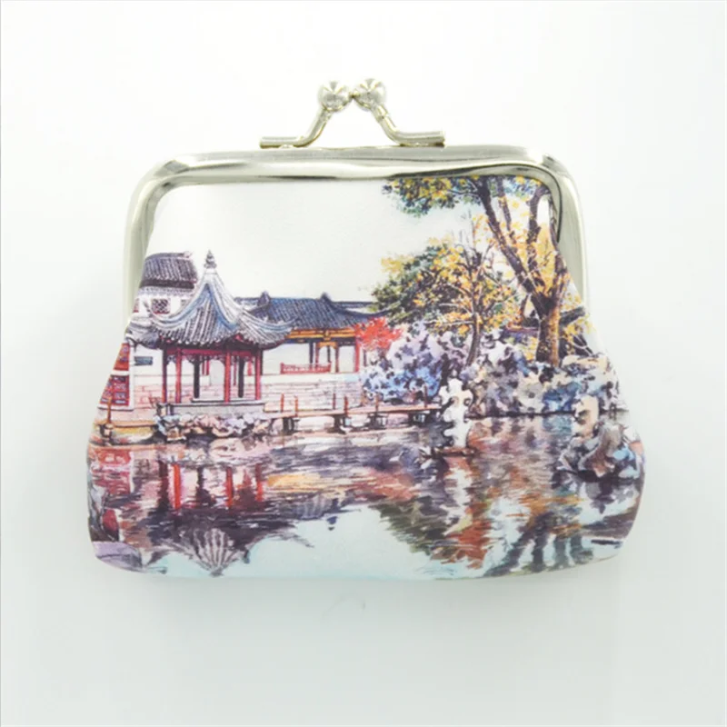 Classical Landscape Coin Purses Holder Women Mini Change Wallets Girl Money Bag Coin Bag Children Zipper Small Pouch Key Pockets