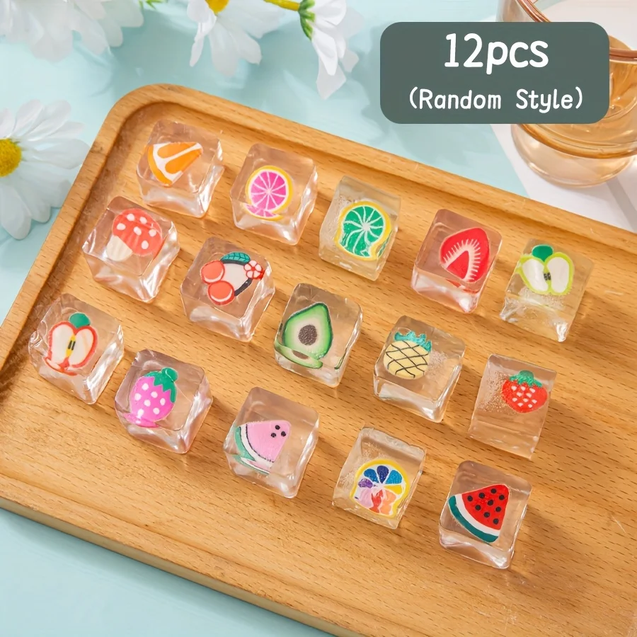 Soft Squishy Kawaii Fruit Ice Cube Squeeze Toys Summer Party Prank, Easter/Halloween/Christmas Gift Bag Fillers