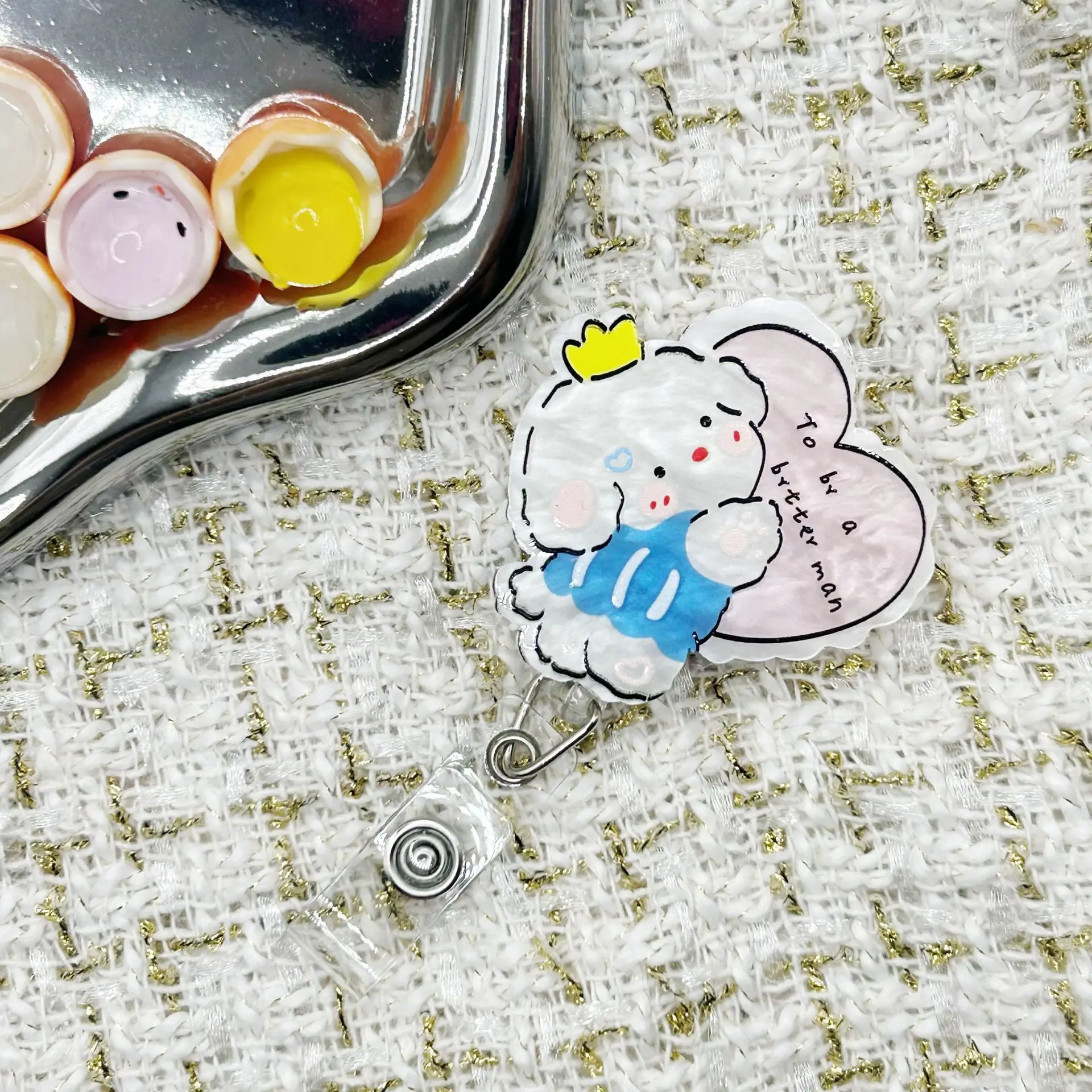 Nurse Name Tag Holder Expressive Alligator Clip Badge Holder Cute Dog Badge Holder Sturdy Acrylic Badge Reel For Nurses Schools