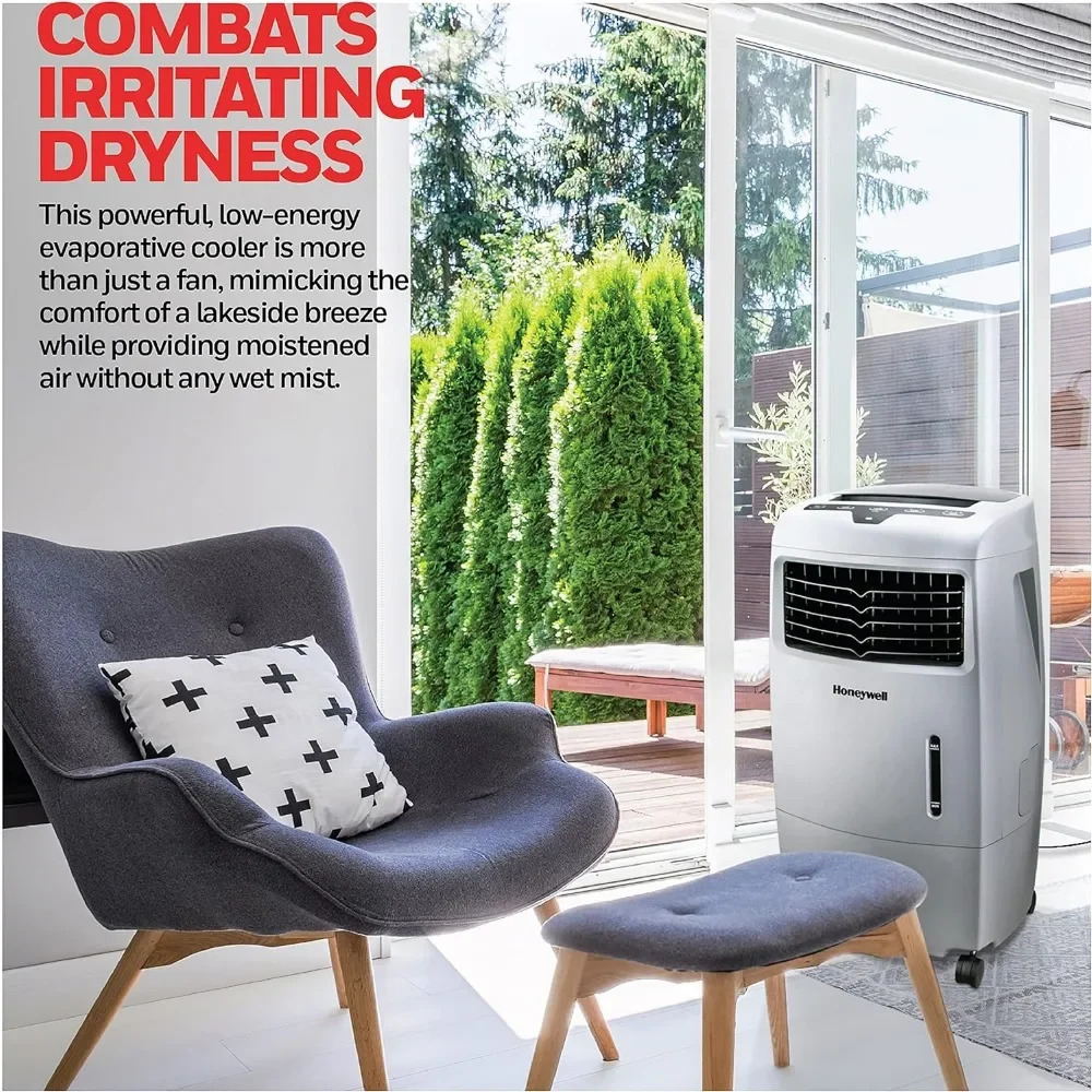 Portable Air Conditioner, 500 CFM Indoor Outdoor Portable Evaporative Cooler, Fan, & Humidifier with Remote Control Gray