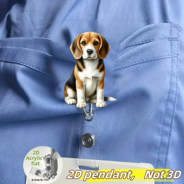 1 szt. uroczy zwijacz do identyfikatora z motywem psa, z metalowym klipsem, obrót o 360 stopni °   Hak obrotowy, dla pielęgniarek / biura / firm / na wydarzenia / dla pracowników biurowych