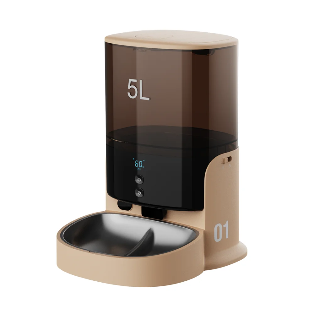 

Automatic cat bowl feeder with remote monitoring camera, smart pet feeder, 5L large capacity, timed and portioned feeding