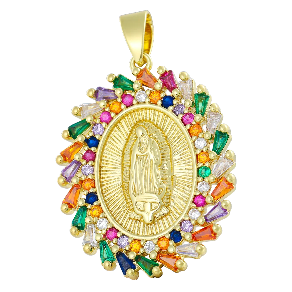 Juya handgefertigter, 18 Karat vergoldeter religiöser Medaillen-Souvenir-Anhänger, Heiliger Therese, Jungfrau Maria, christliche Charms-Zubehör – Detail 19