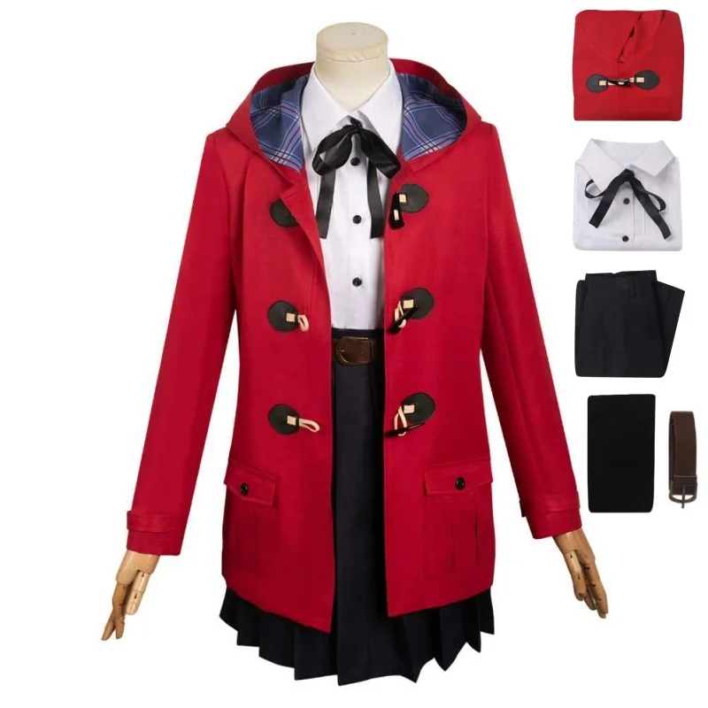 NINA ISERI Cosplay Anime Costume Women Roleplay Red Jacket Outfit Skirts Sockings Female Role Halloween Suit