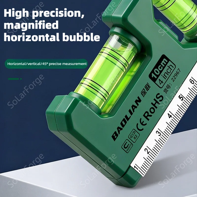 BAOLIAN Thickened Mini Magnetic High Accuracy Portable Bubble Level Horizontal & Vertical Measuring Tool for DIY Home Renovation