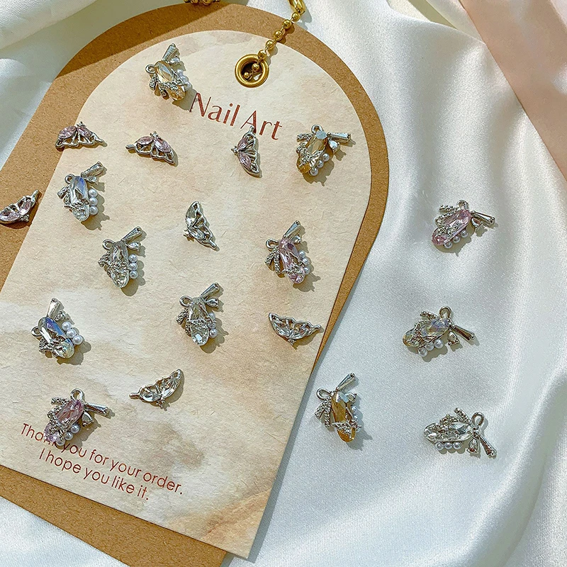 5Pcs 3D Half Butterfly Alloy Nail Charms Metal Bow-knot Design Jewelry Bow Nail Art Rhinestones DIY Nail Art Accessories image 4