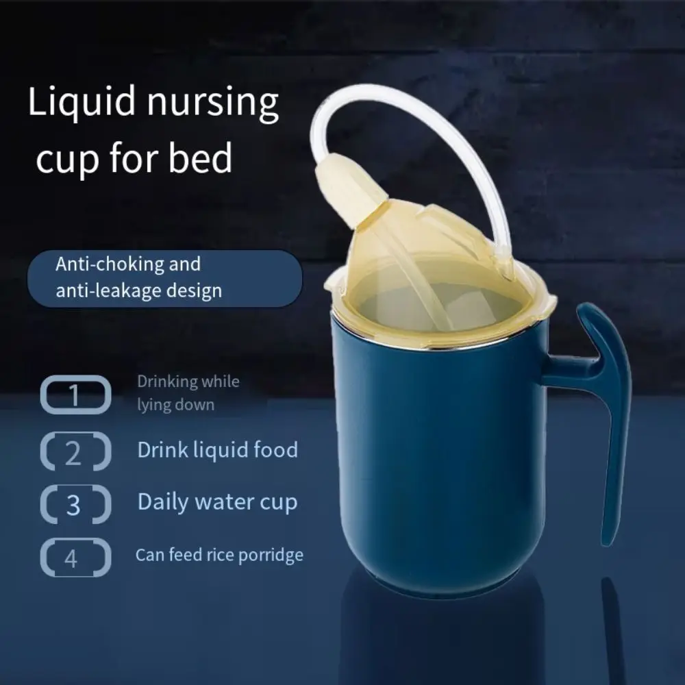Spill Proof Adult Sippy Cups 400ml Insulated Elderly Drinking Cups Anti Choking Stainless Steel Feeding Cup for Patients