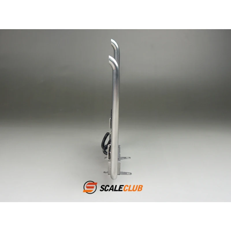 SCALECLUB chimenea de escape de Metal con lámpara para 1/14 Tamiya RC camión Tractor Scania Man Actros Volvo coche de juguete accesorios DIY modelos