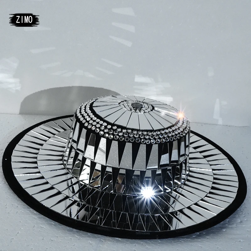 

Rhinestone Lens Black Hat New Jazz Party Stage Performance Fitting Photo Shoot Wear Celebration Show Drag Queen Showgirl Costume