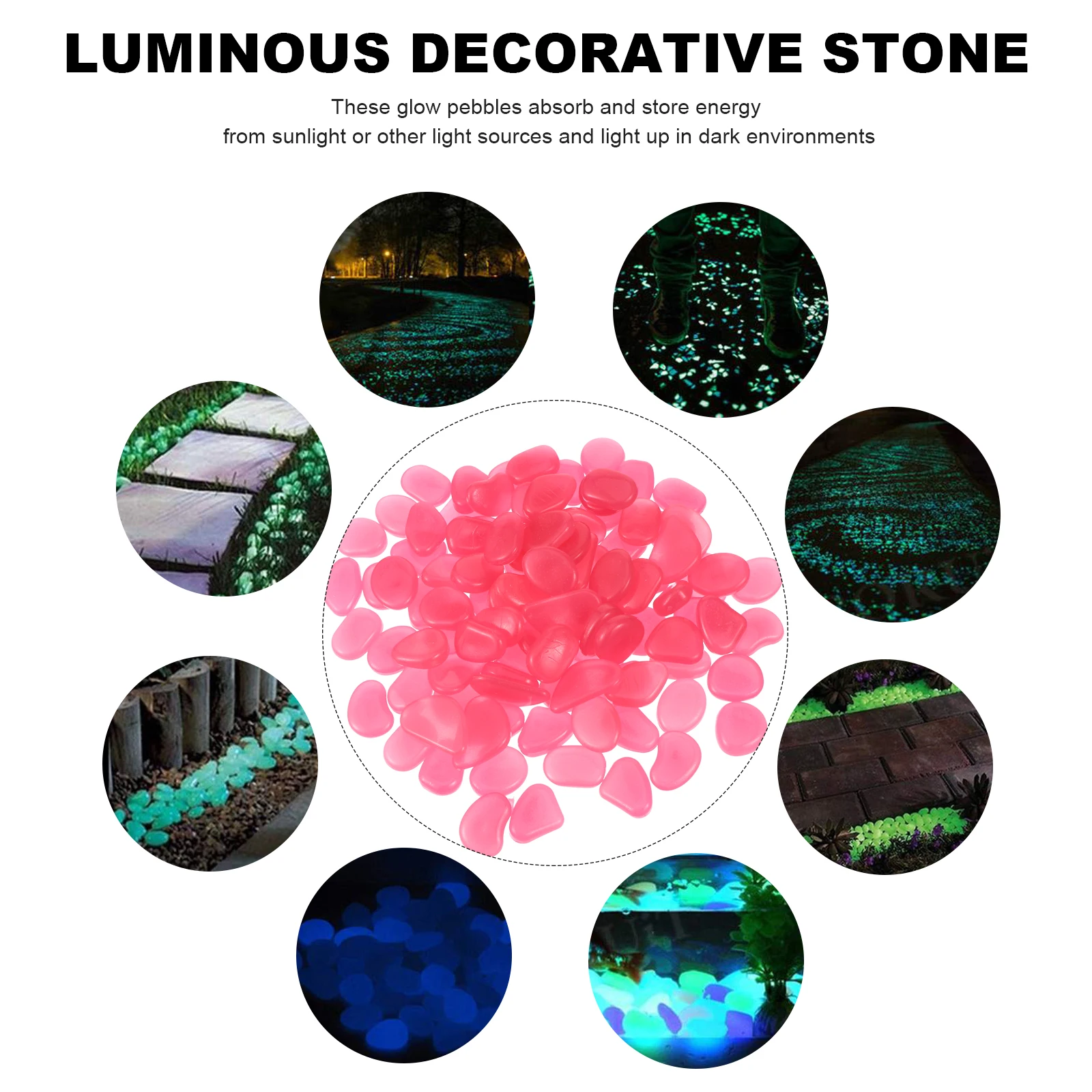 

100 Pcs Luminous Stone Fish Tank Garden Decorations Small Stones Polystyrene Resin Rocks Glowing Landscaping