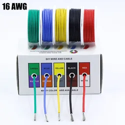 16 AWG Stranded Electrical Wire 16 Gauge Tinned Copper Wires Flexible Silicone Electric Hook Up Wire Kit  5 Colors 13.1/4m Each