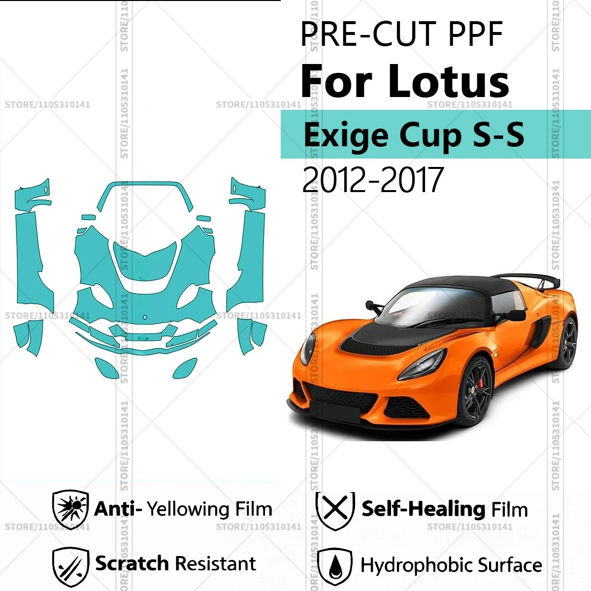 

For Lotus Exige Cup S-S 2012-2017 Pre-Cut Paint Protection Film PPF Transparent Car Film Professional Automotive PPF