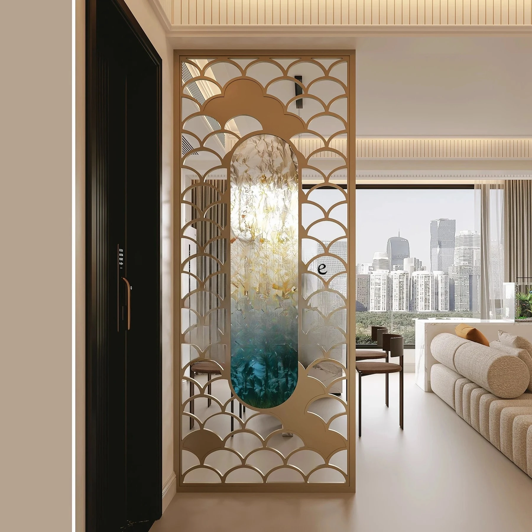 

French light luxury glass screen porch blocking high-end partition