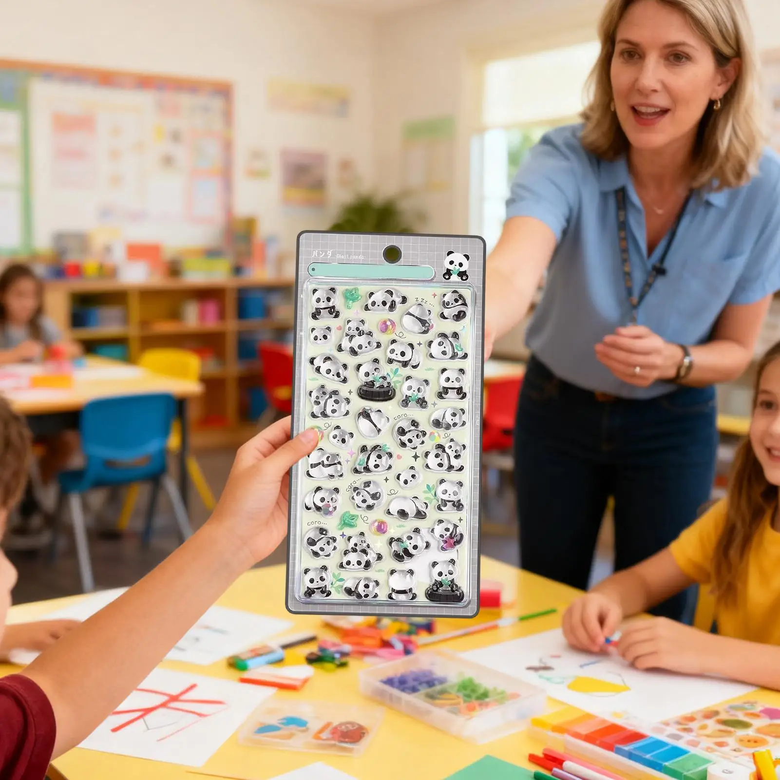 Pegatinas de Panda 3D adhesivo fuerte, pegatinas artesanales de Panda en relieve 3D pequeñas y bonitas para funda de teléfono, tarjetas para álbumes de recortes y diarios