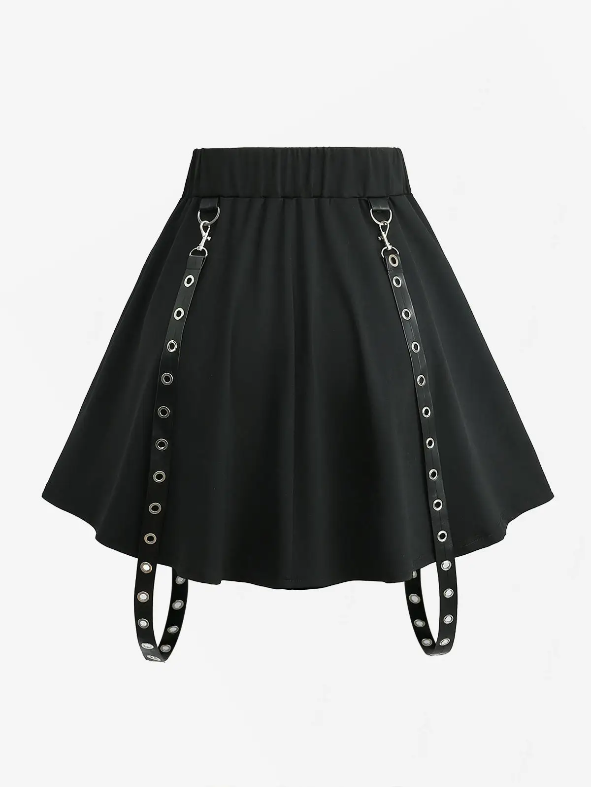 ROSEGAL-Plus Size Zipper Mini Skirts for Women, Black Streetwear