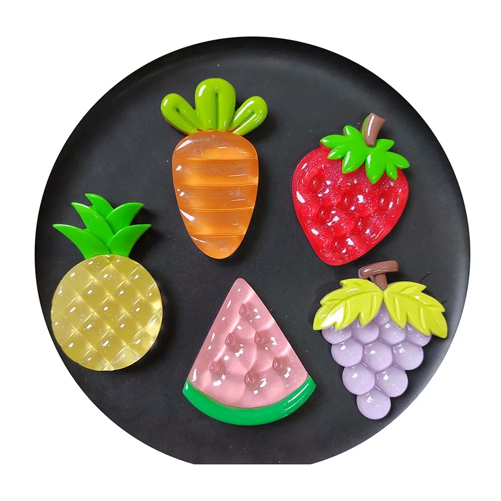 Kawaii Transparent Fruits Pineapple Strawberry Grape Flatback Resin Cabochon For Hair Bows Accessories DIY Scrapbooking Crafts P