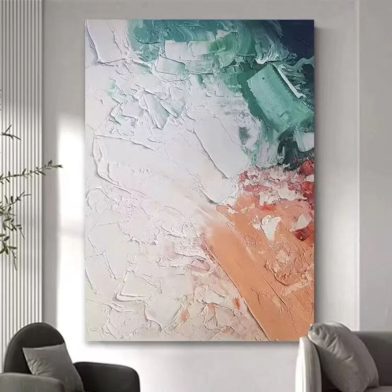 Handmade Oil Painting Texture for Living Room, Sofa Background Decoration, 3D Simple Modern Abstract Bedroom and Dining Room image 3