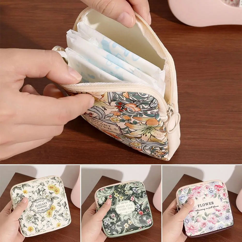 

Portable PVC Sanitary Pads Bag Large Capacity Multipurpose Coin Purse Mini Data Cables Organizer