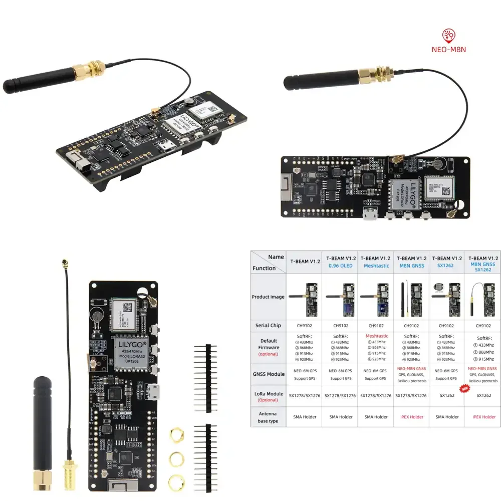 

Плата разработки LILYGO T-Beam V1.2 ESP32 LoRa 433/868/915/923 МГц GSM NEO-M8N с модулями WiFi и Bluetooth