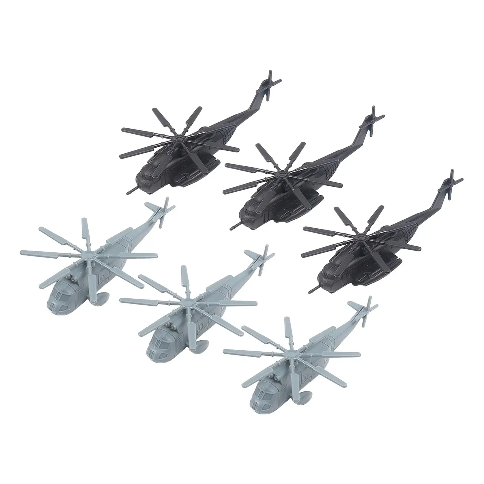 

6x Fighter Toy Building Materials Accessories Table Decoration DIY Scene Props Early Learning Small Collection Helicopter