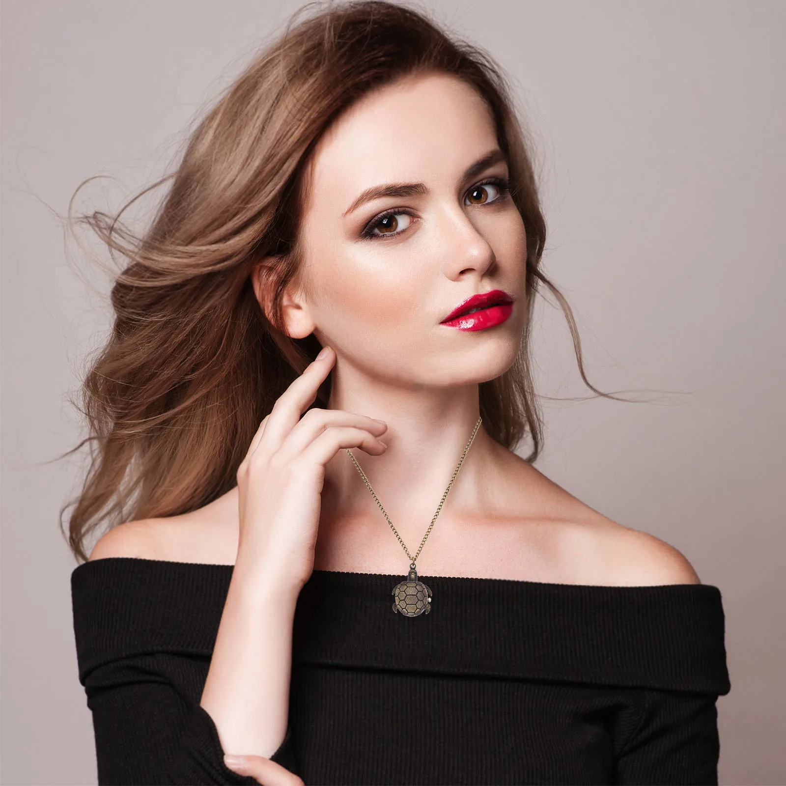 

1Pcs Classic Quartz Pocket Watch Retro Turtle Shaped Vintage Alloy Design Chain Gift Turtle Pattern Pocket Watch