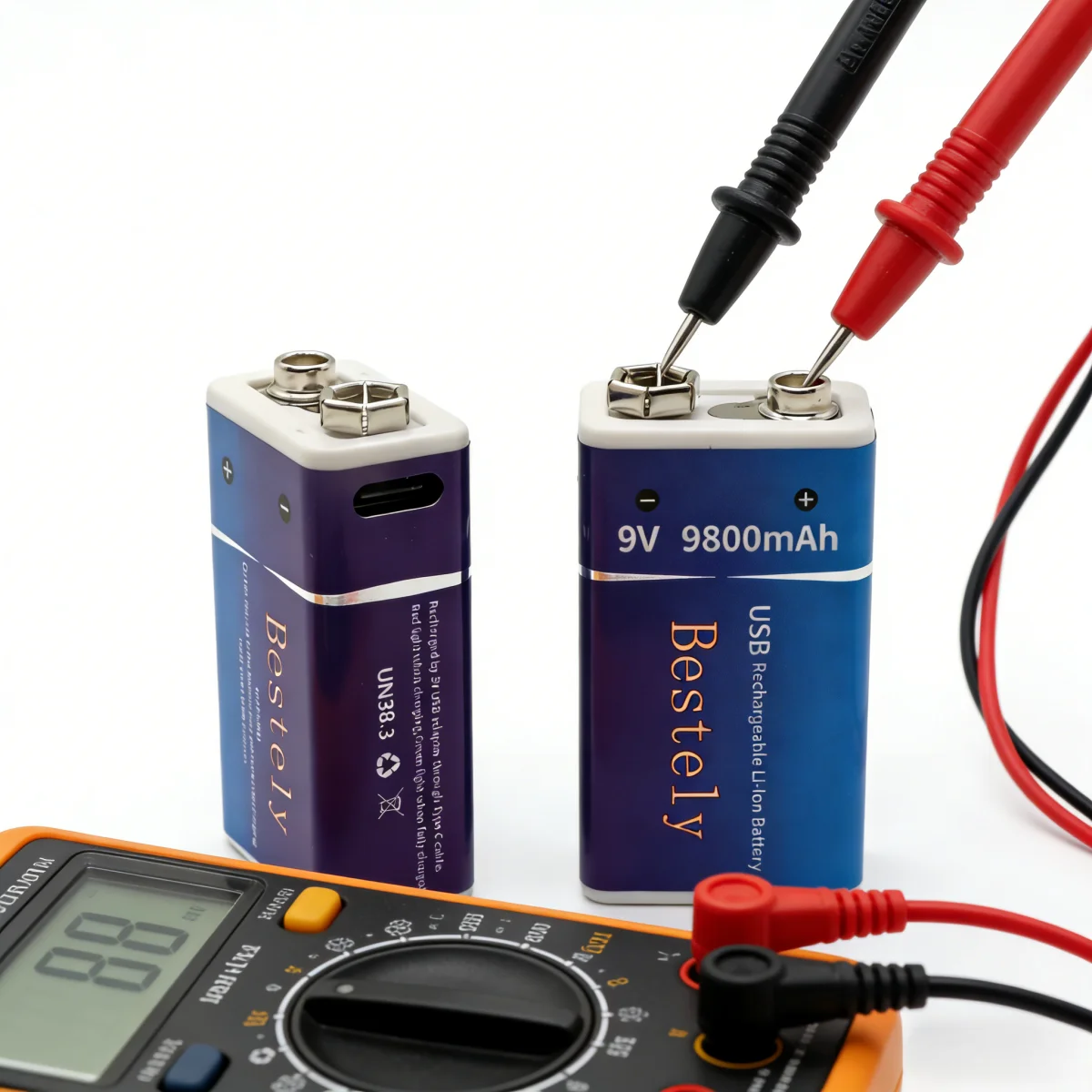 Bester wiederaufladbarer 9-V-Lithium-Akku, 9800 mAh, USB-Ladeakku für Mikrofon, Instrument, Multimeter, elektronische Geräte